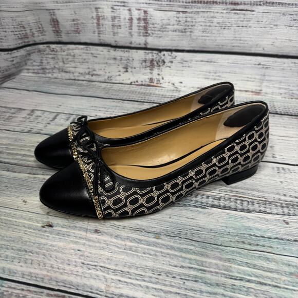 Talbots Women’s Flats Size 8.5 – Patterned Cap Toe / Mixed Fabric Ballet Style - Picture 1 of 4